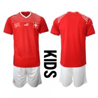 Fotballdrakt Barn Sveits Hjemmedraktsett VM 2022 Kortermet (+ Korte bukser)